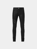Amiri Waxed Staggered Logo Skinny Jean 'Black Wax'