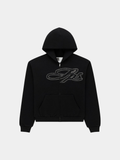 Sp5der Rhinestone Script Full Zip Hoodie 'Black'