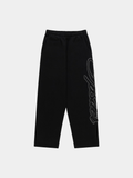 Sp5der Rhinestone Script Wide Leg Sweatpant 'Black'