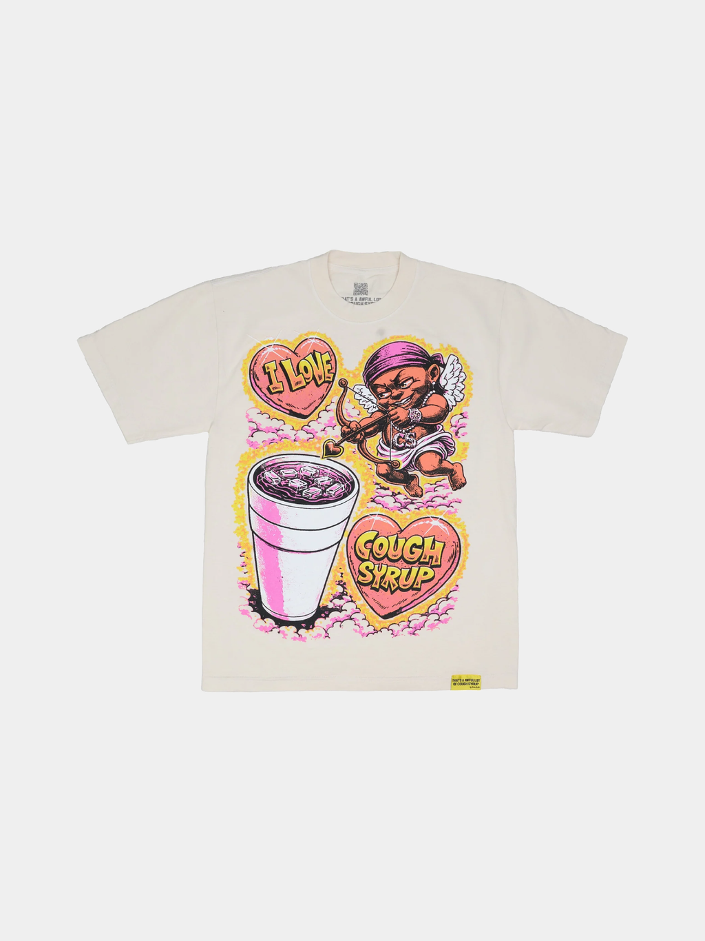 Awful Lot Of Cough Syrup Cupid Airbrush Tee 'Cream'