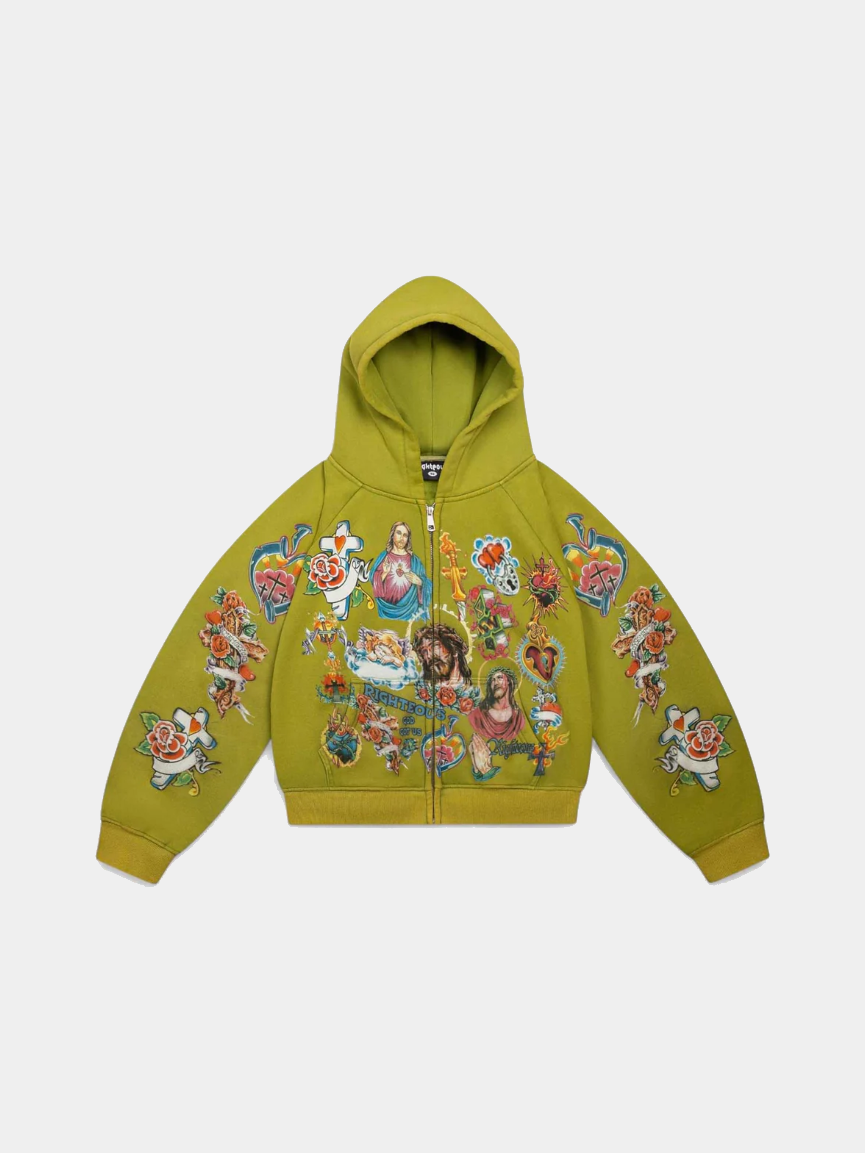 We Are Righteous Risen King Zip Up Hoodie 'Green'