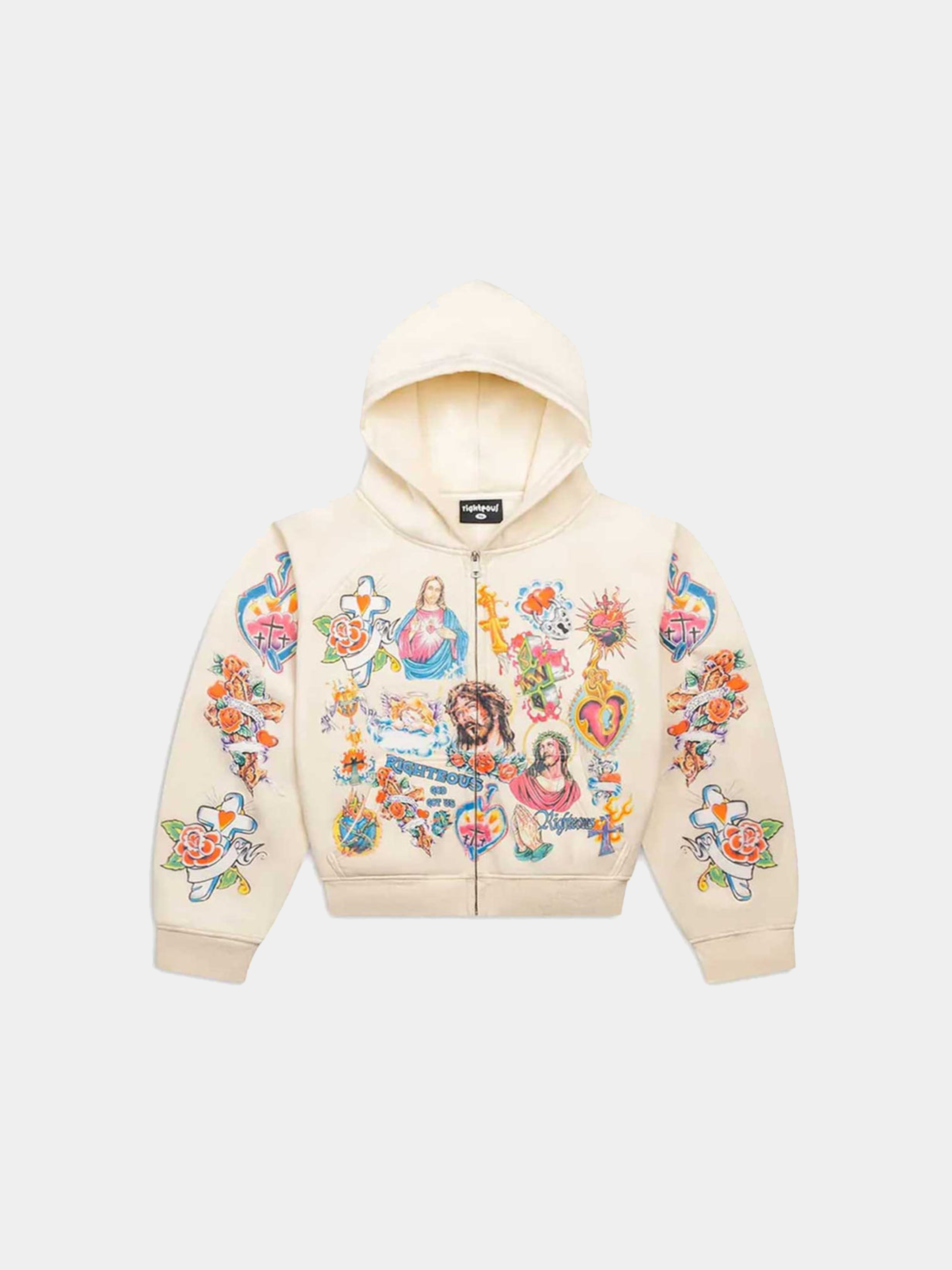 We Are Righteous Risen King Zip Up Hoodie 'Cream'