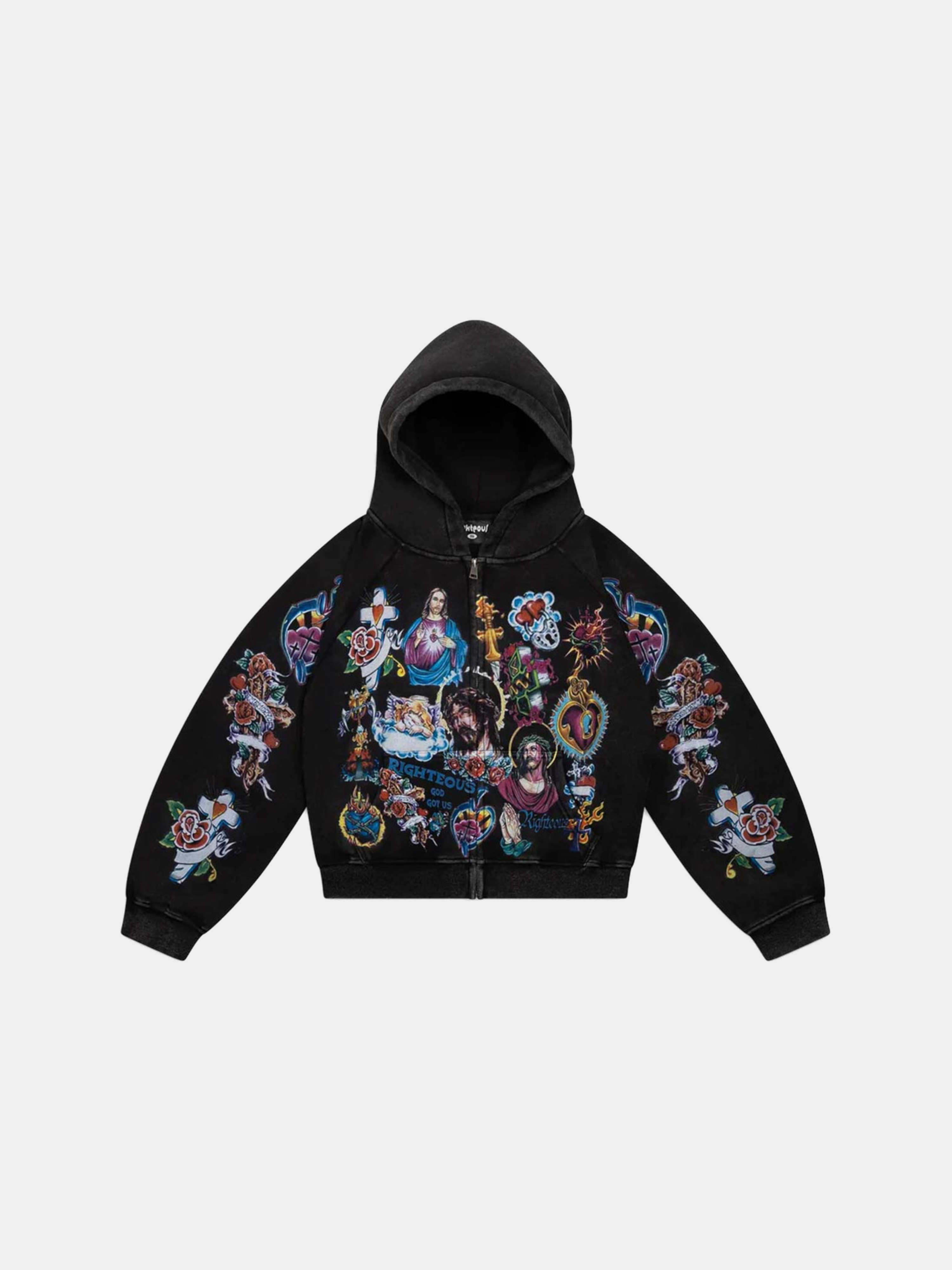 We Are Righteous Risen King Zip Up Hoodie 'Black'