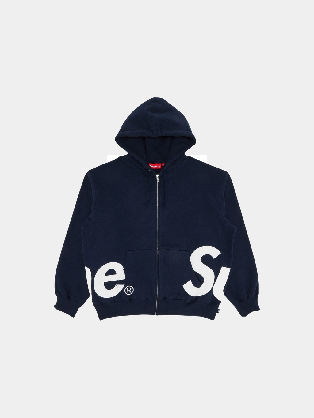 Supreme Big Logo Zip Up Hooded Sweatshirt 'Navy'