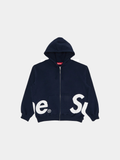 Supreme Big Logo Zip Up Hooded Sweatshirt 'Navy'