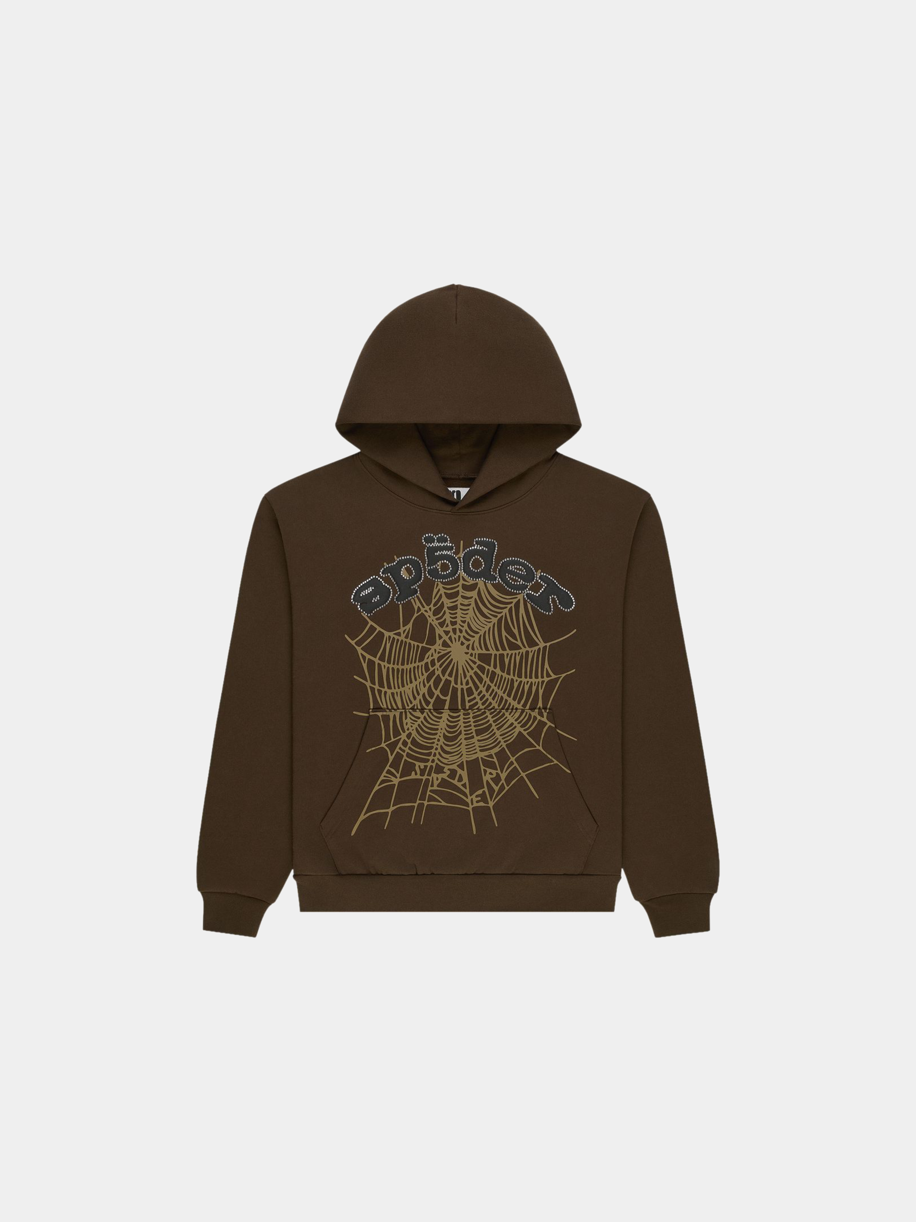 Sp5der Og Web Rhinestone Hoodie 'Brown'