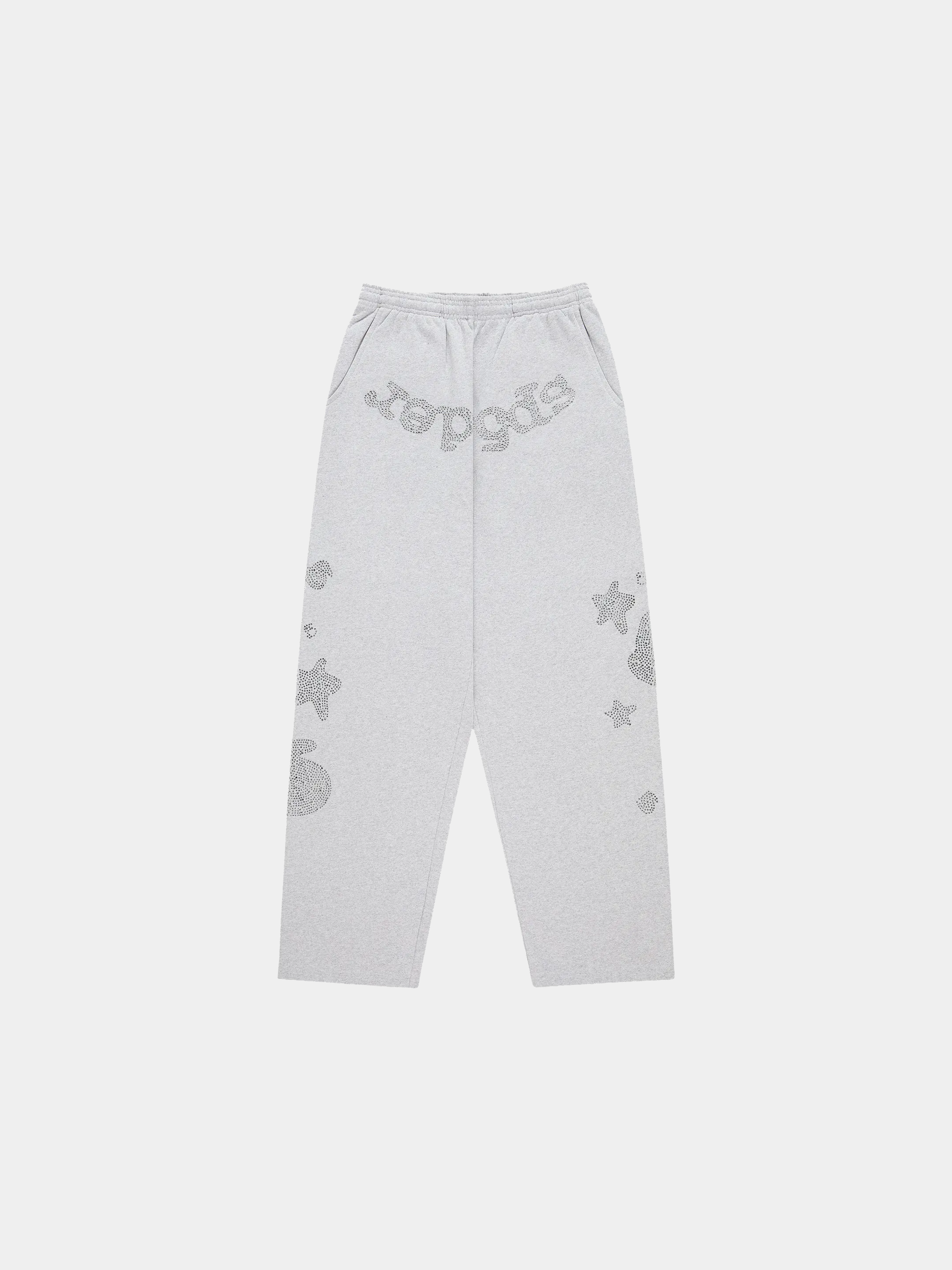 Sp5der Rhinestone Beluga V2 Wide Leg Sweatpant 'Heather Grey'