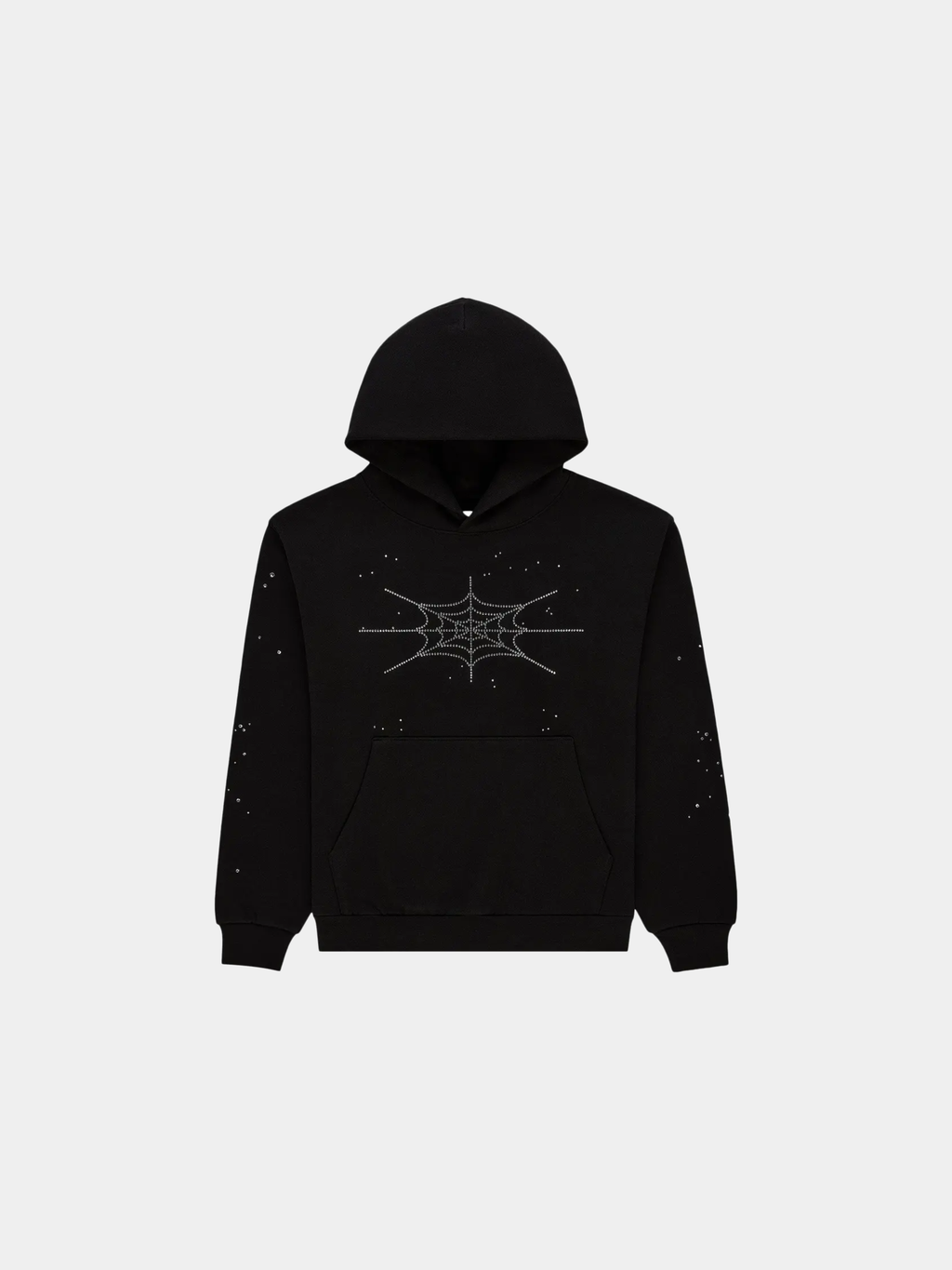 Sp5der Rhinestone Silk Hoodie 'Black'