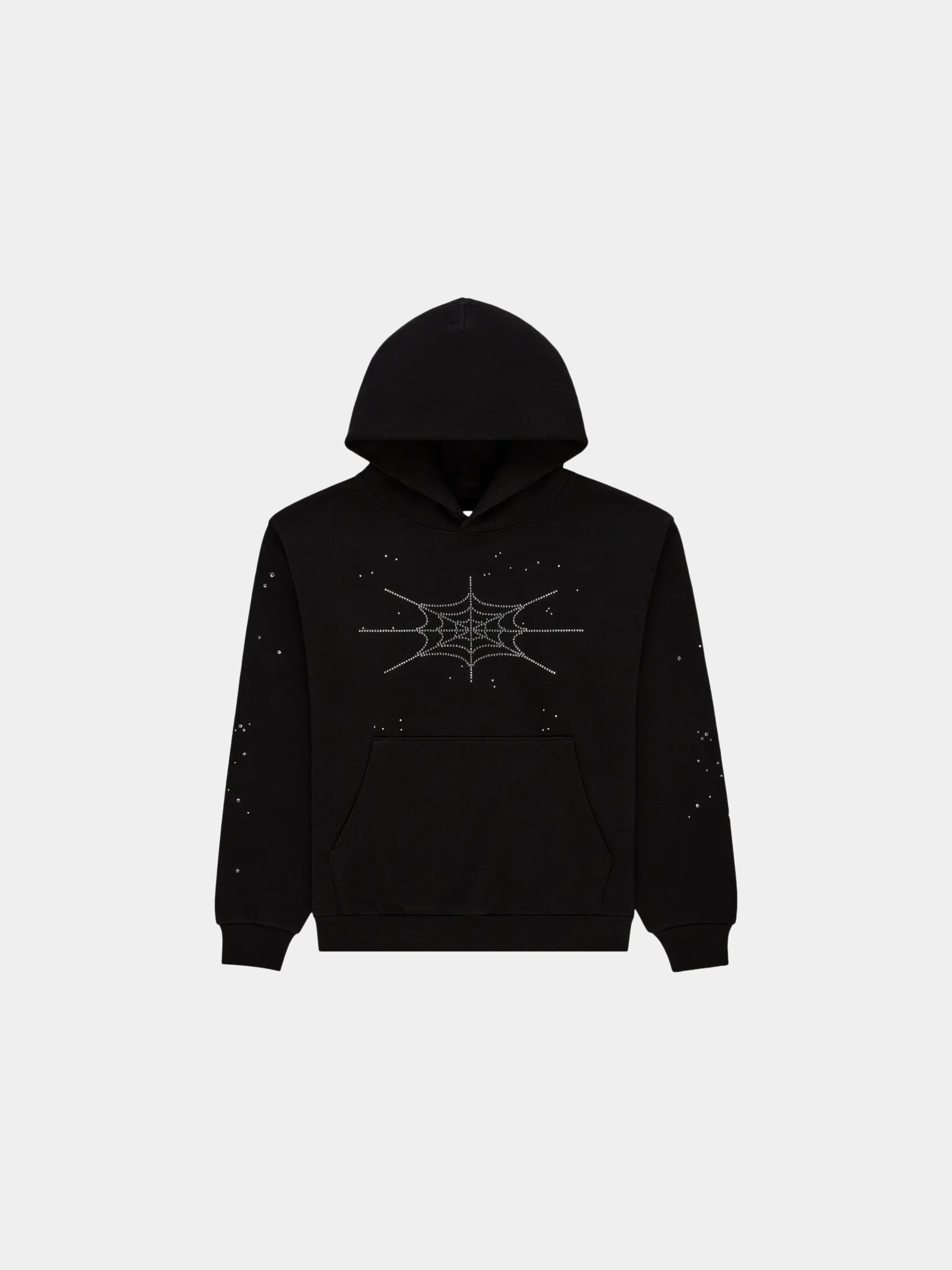 Sp5der Rhinestone Silk Hoodie 'Black'