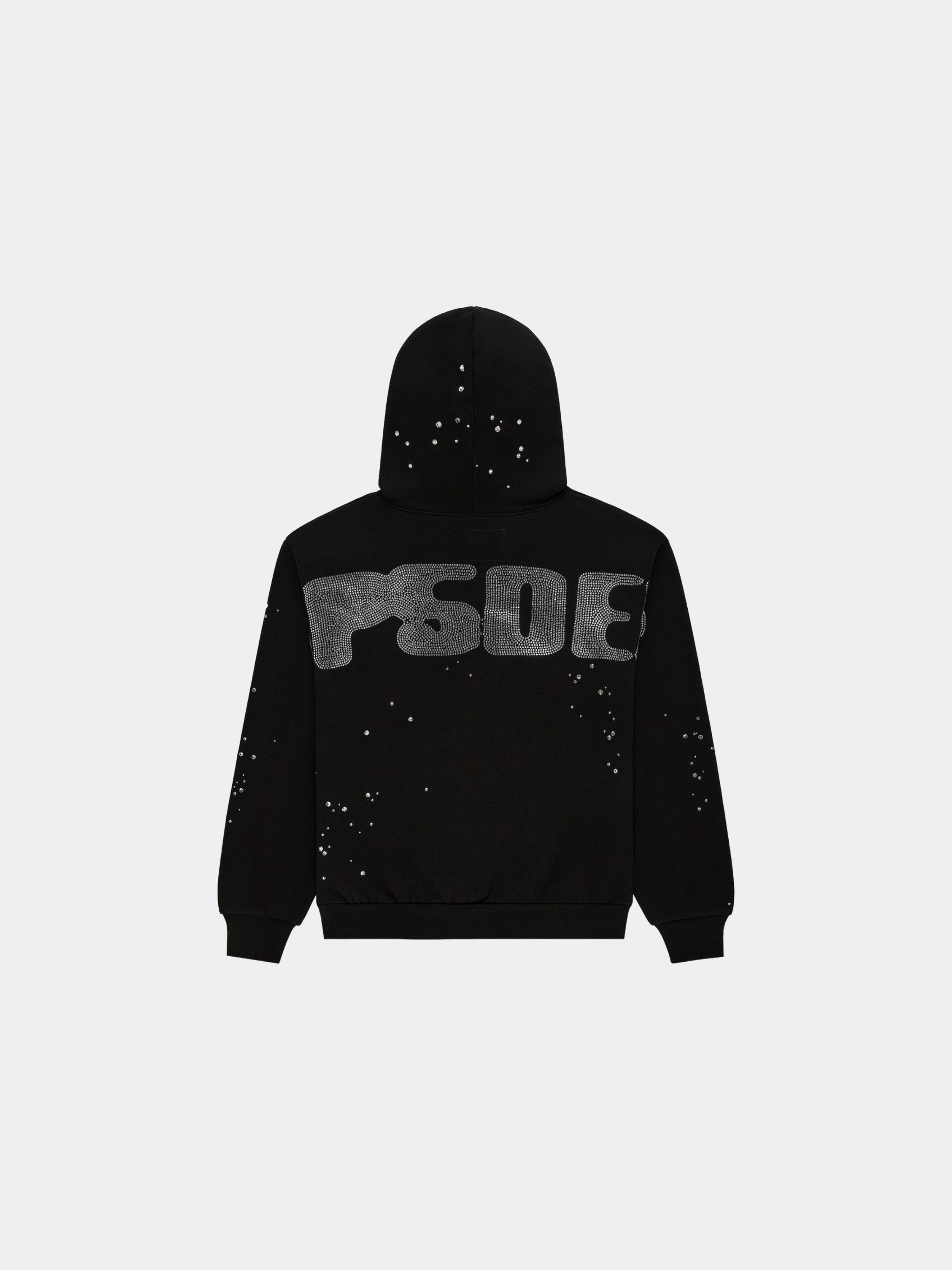 Sp5der Rhinestone Silk Hoodie 'Black'