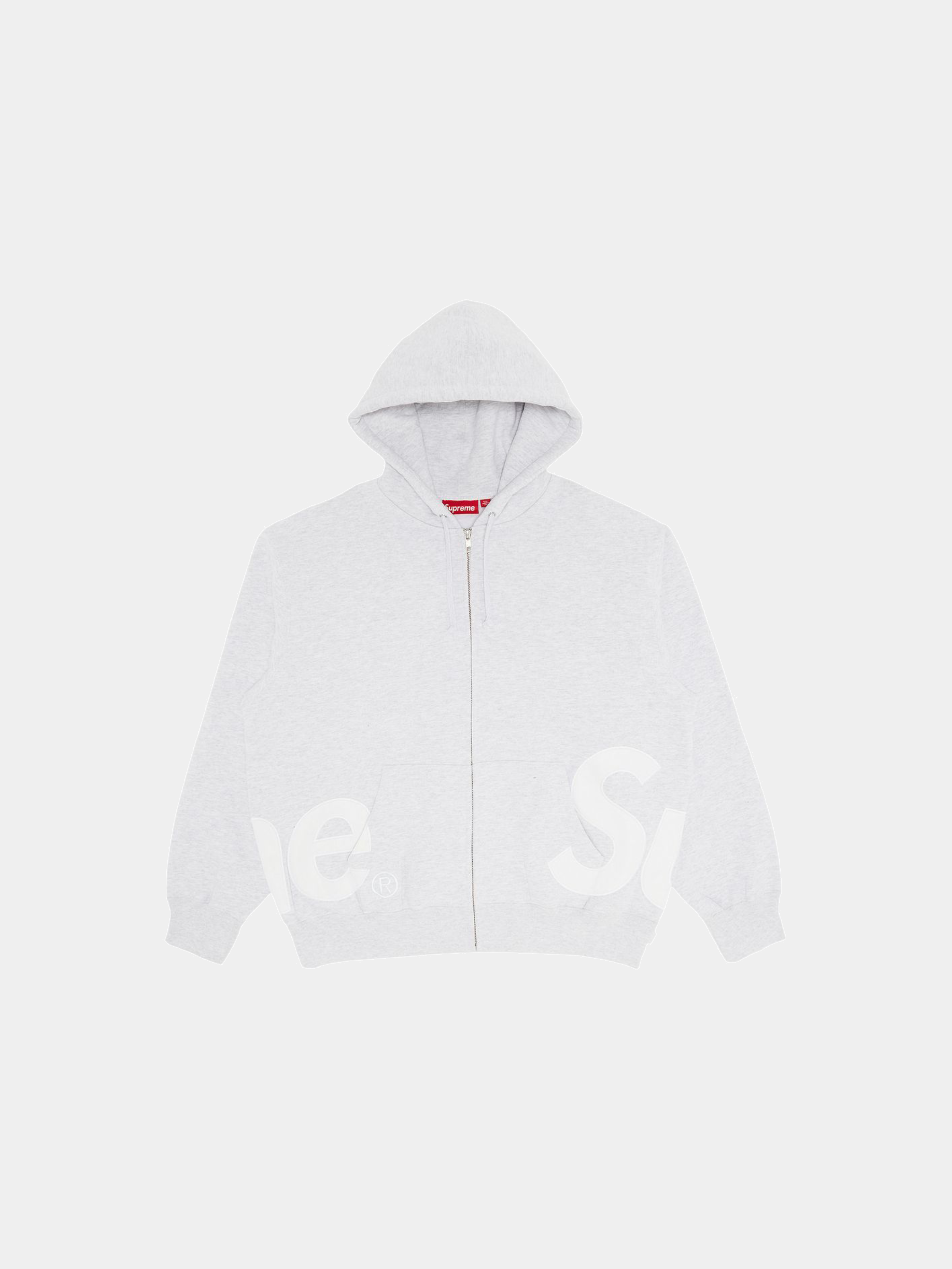 Supreme Big Logo Zip Up Hooded Sweatshirt 'Ash Grey'