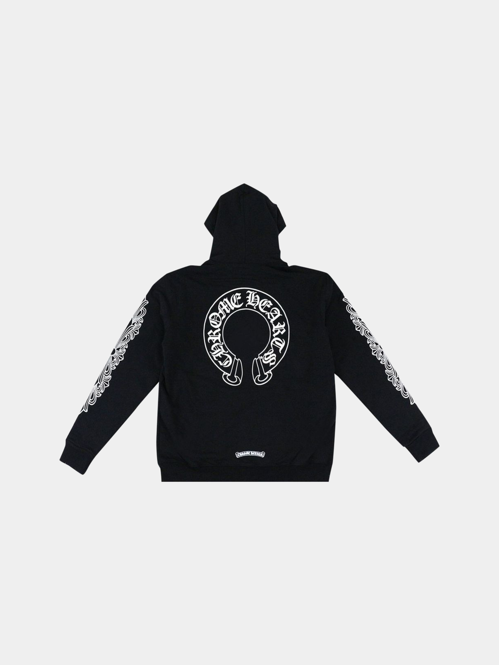 Chrome Hearts Horseshoe Floral Cross-Sleeve Zip Up Hoodie 'Black/White'