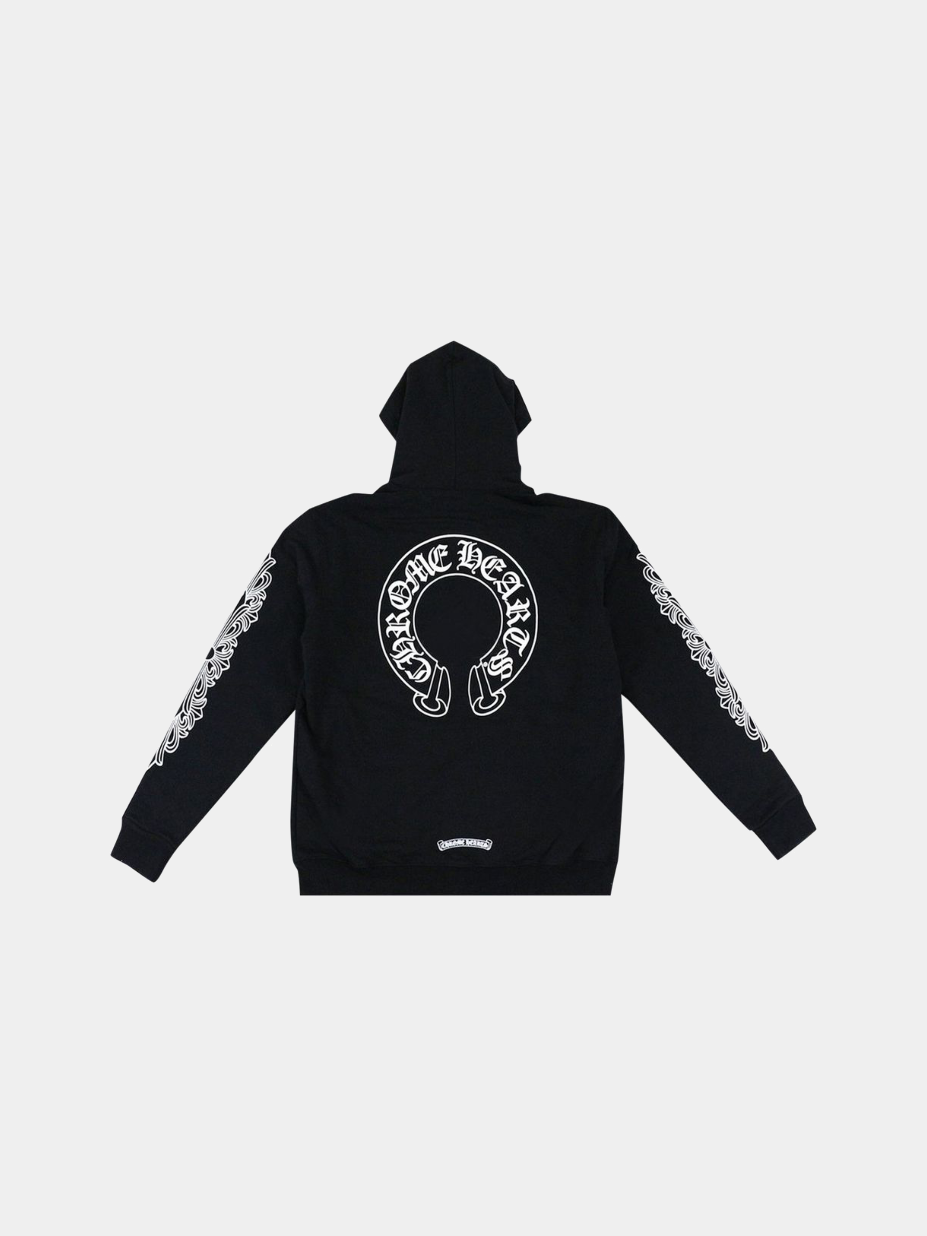 Chrome Hearts Horseshoe Floral Cross-Sleeve Zip Up Hoodie 'Black/White'
