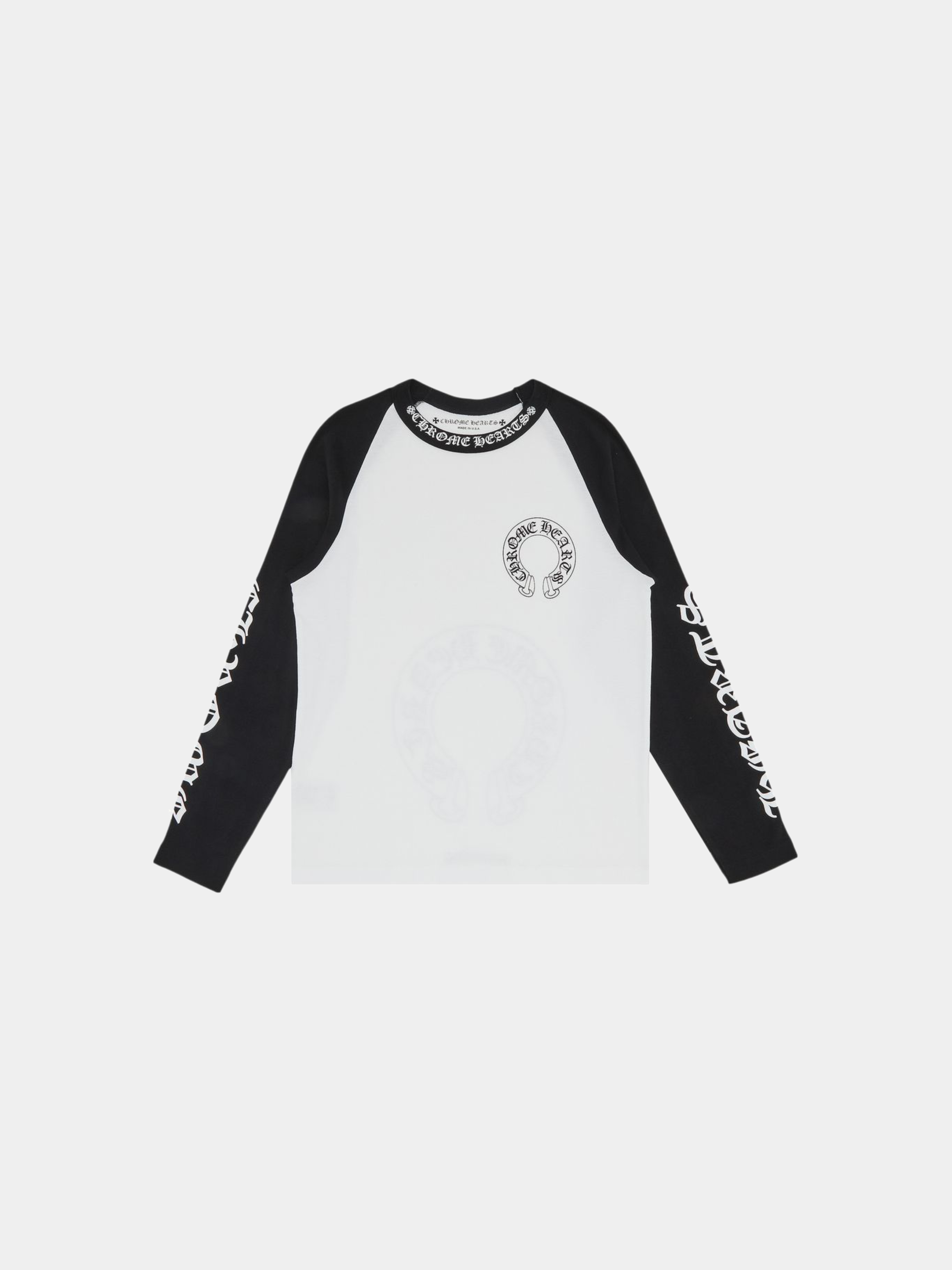 Chrome Hearts Horseshoe Neck Logo 3/4 Shirt 'Black/White'