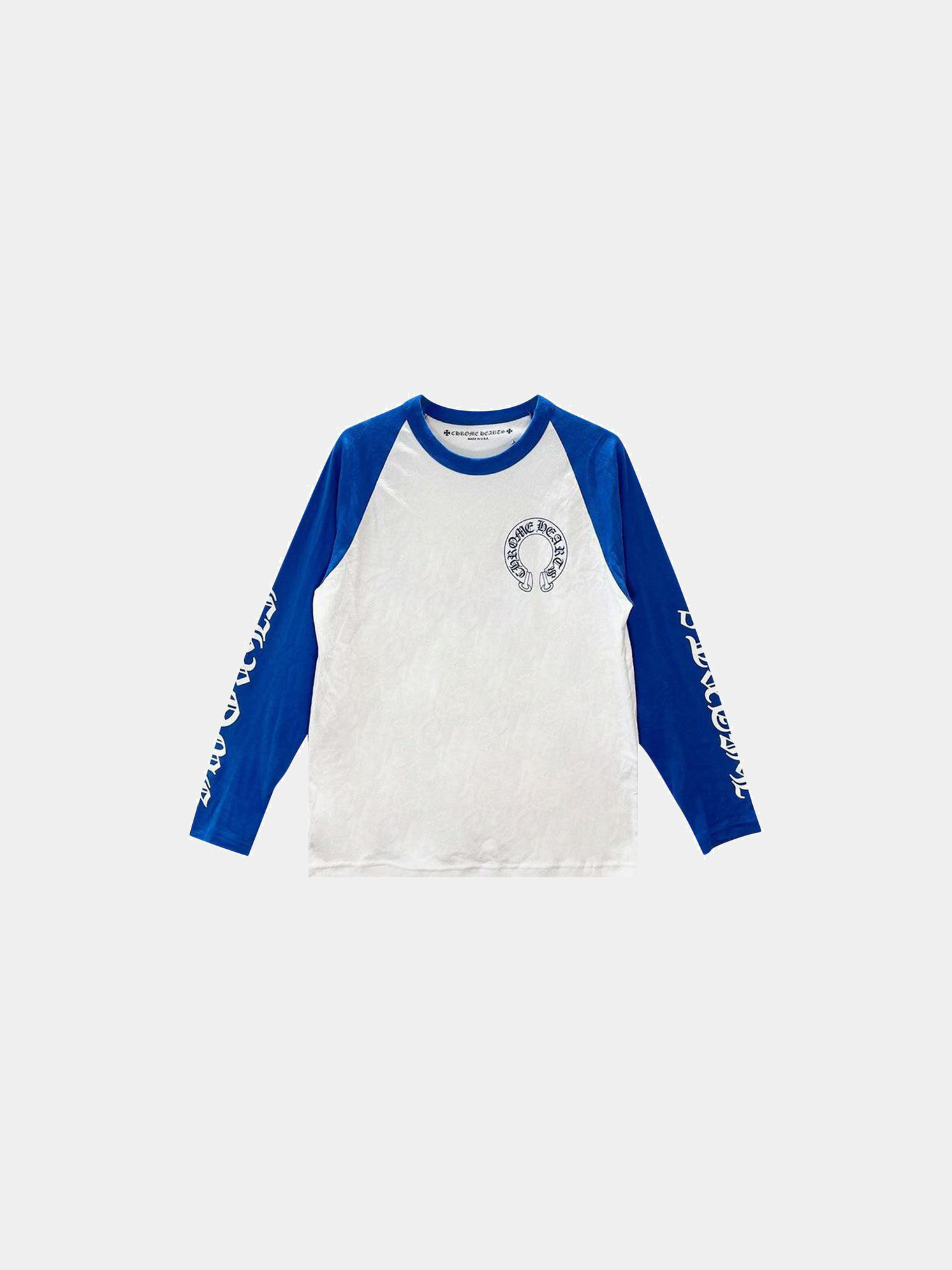Chrome Hearts Long-Sleeve Horseshoe Baseball Tee 'White/Blue'