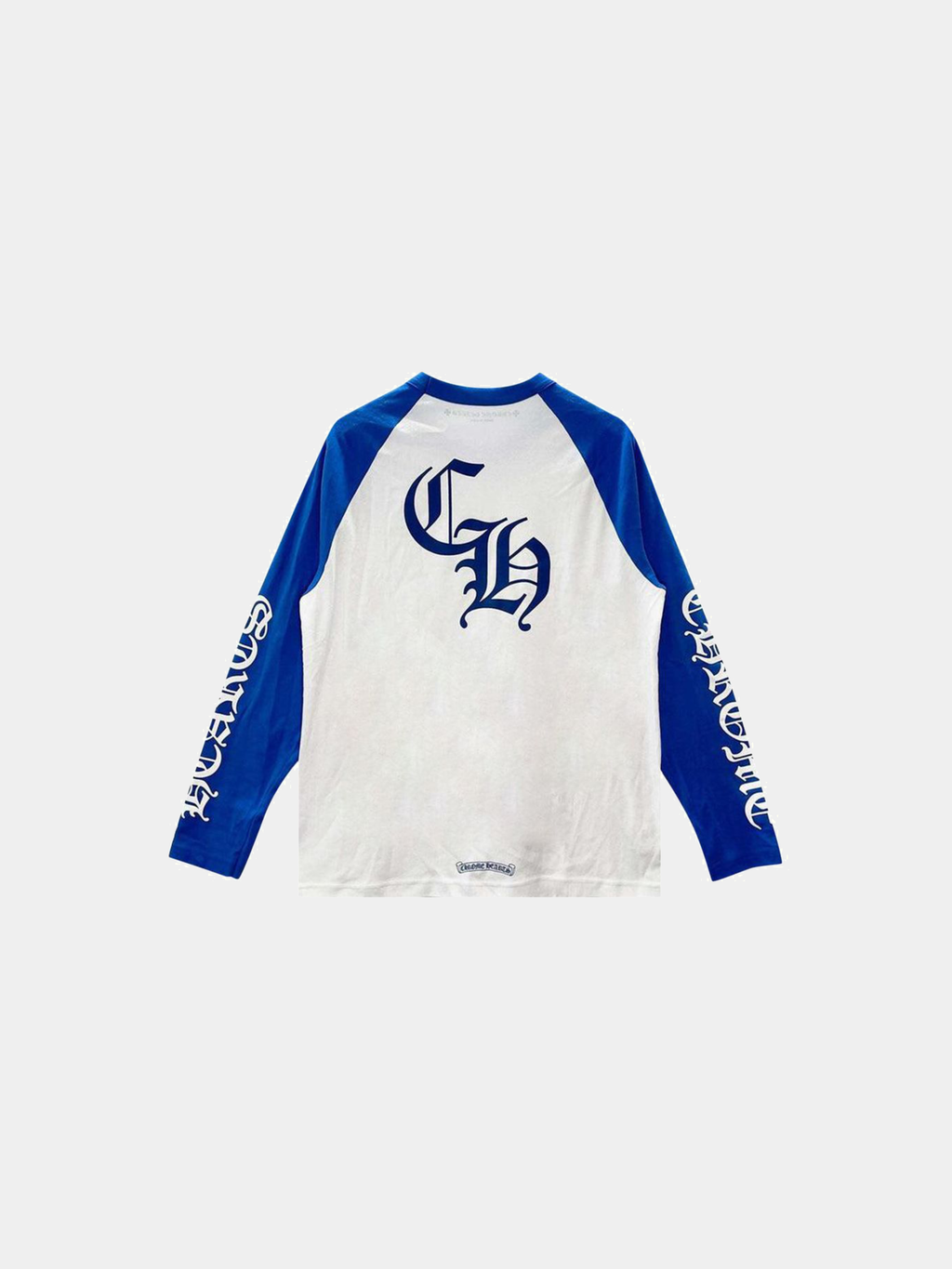 Chrome Hearts Long-Sleeve Horseshoe Baseball Tee 'White/Blue'