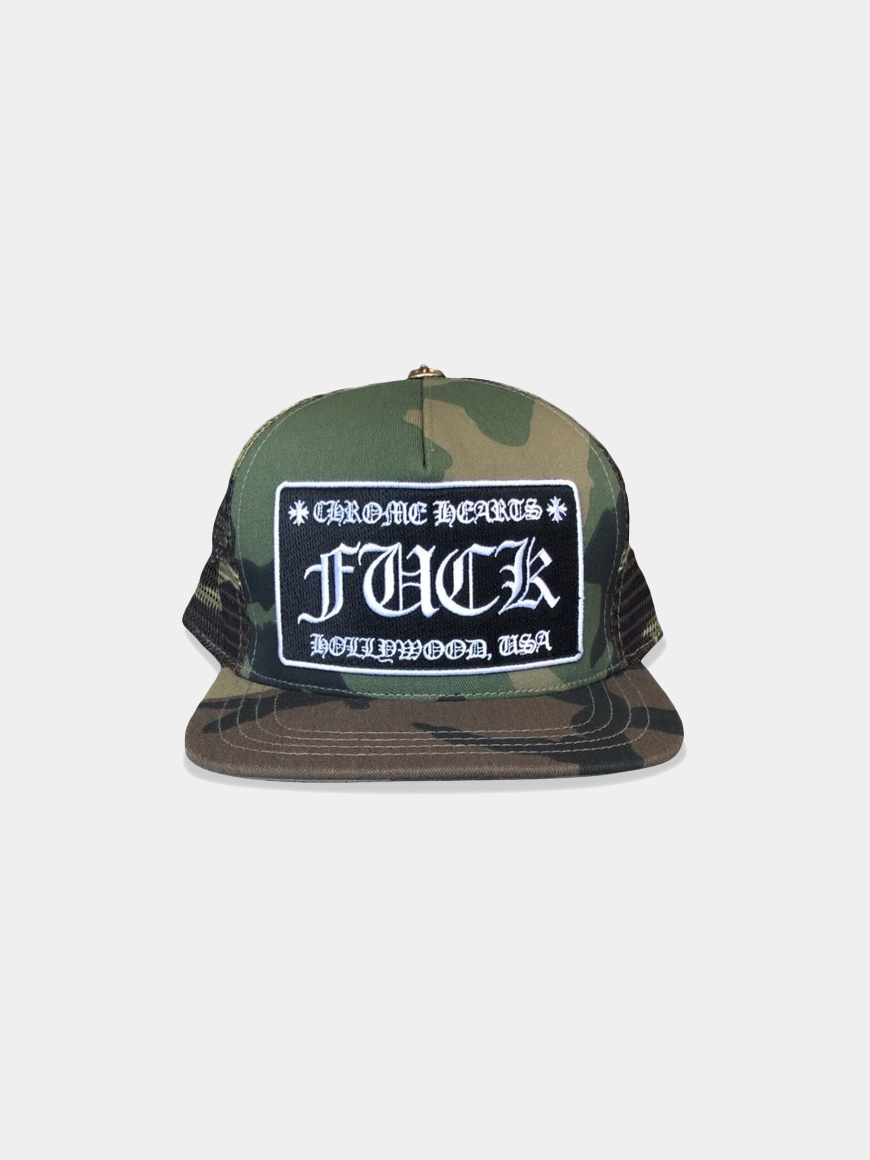 Chrome Hearts Fuck Hollywood Trucker Hat 'Green Camo'
