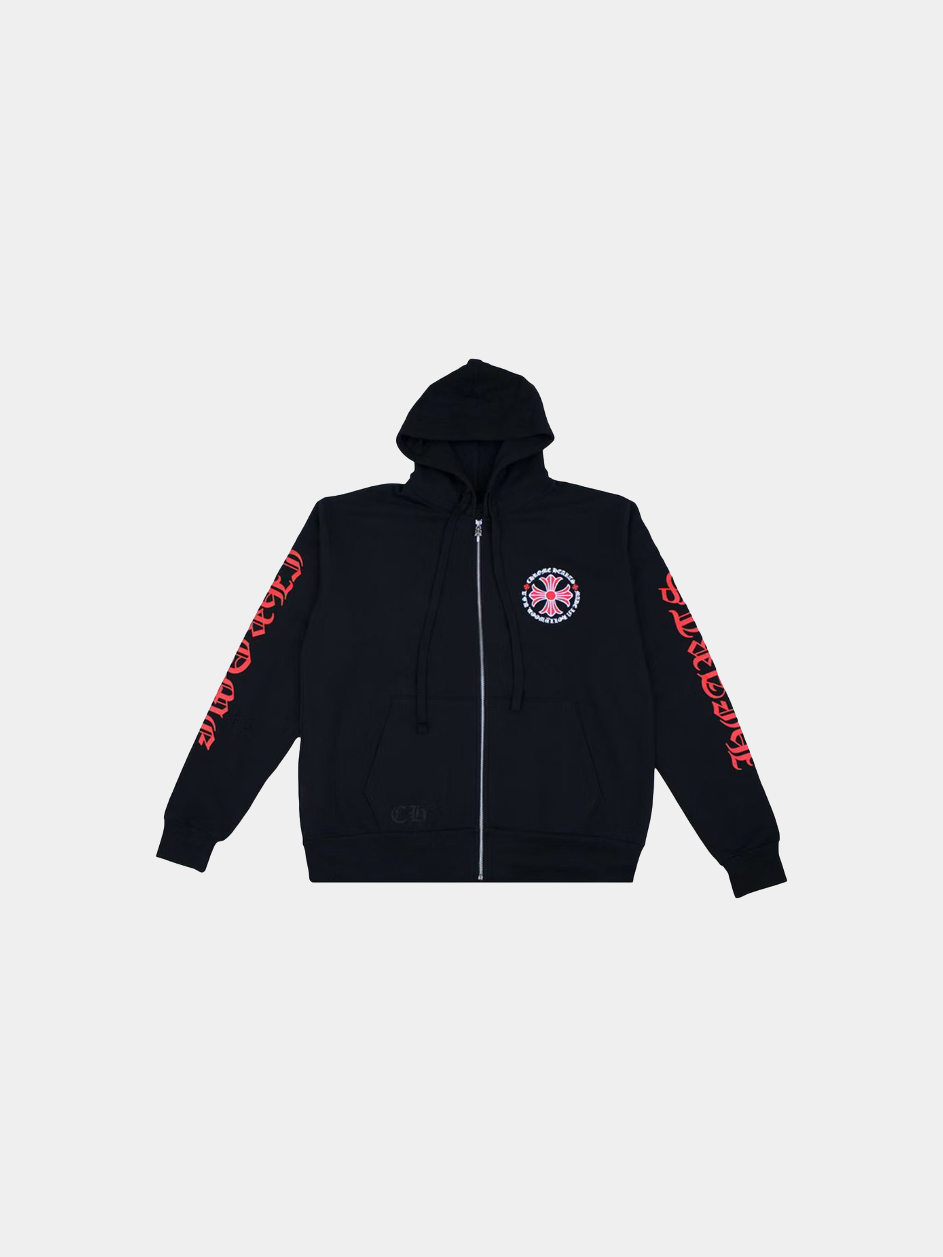 Chrome Hearts Made In Hollywood Plus Cross Zip Up Hoodie 'Black/Red'