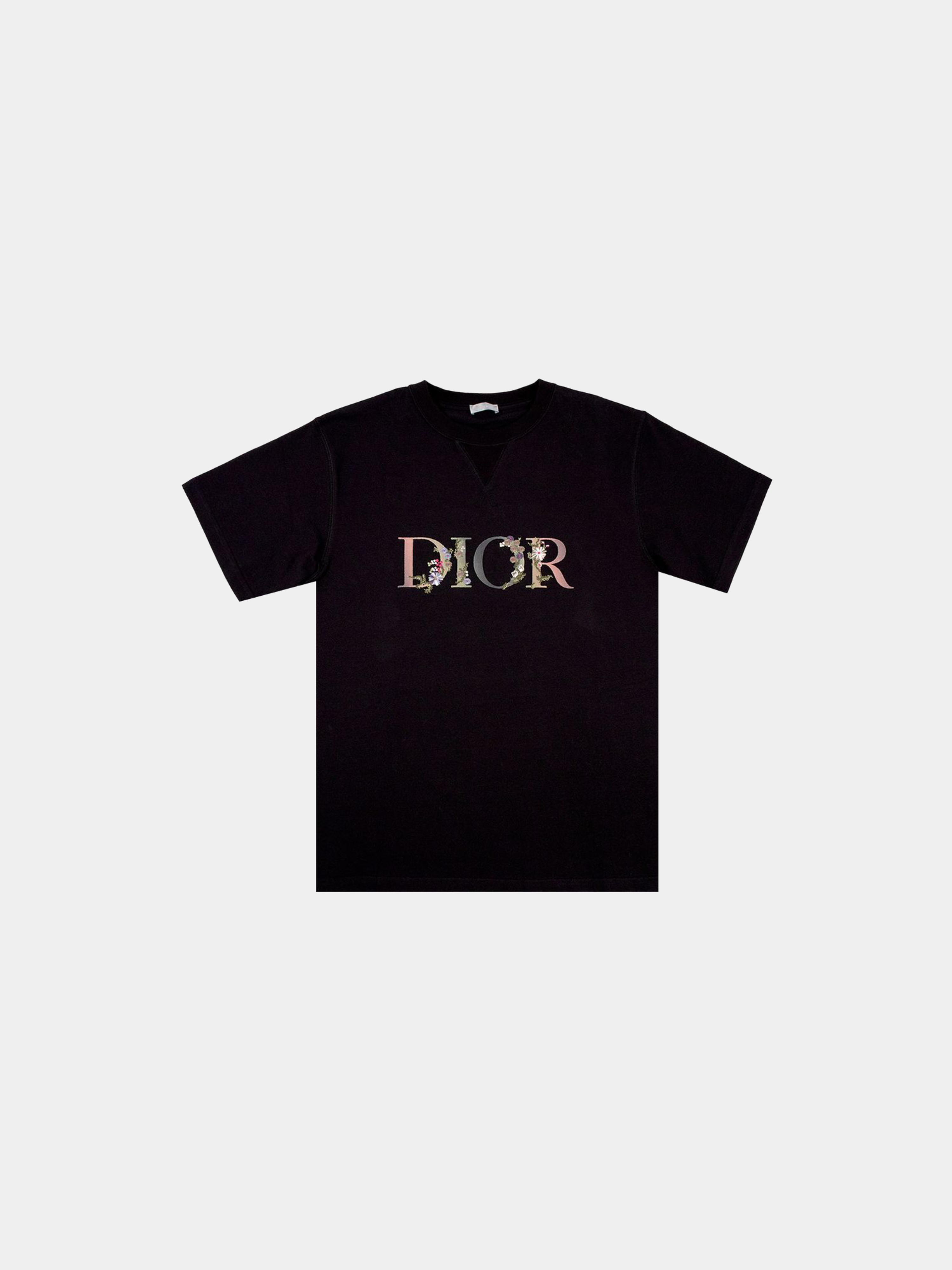 Dior Flowers Embroidered T-Shirt 'Black'