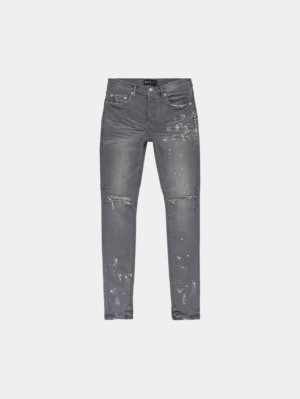 PURPLE BRAND Worn Knee Slit Skinny Jeans 'Grey'