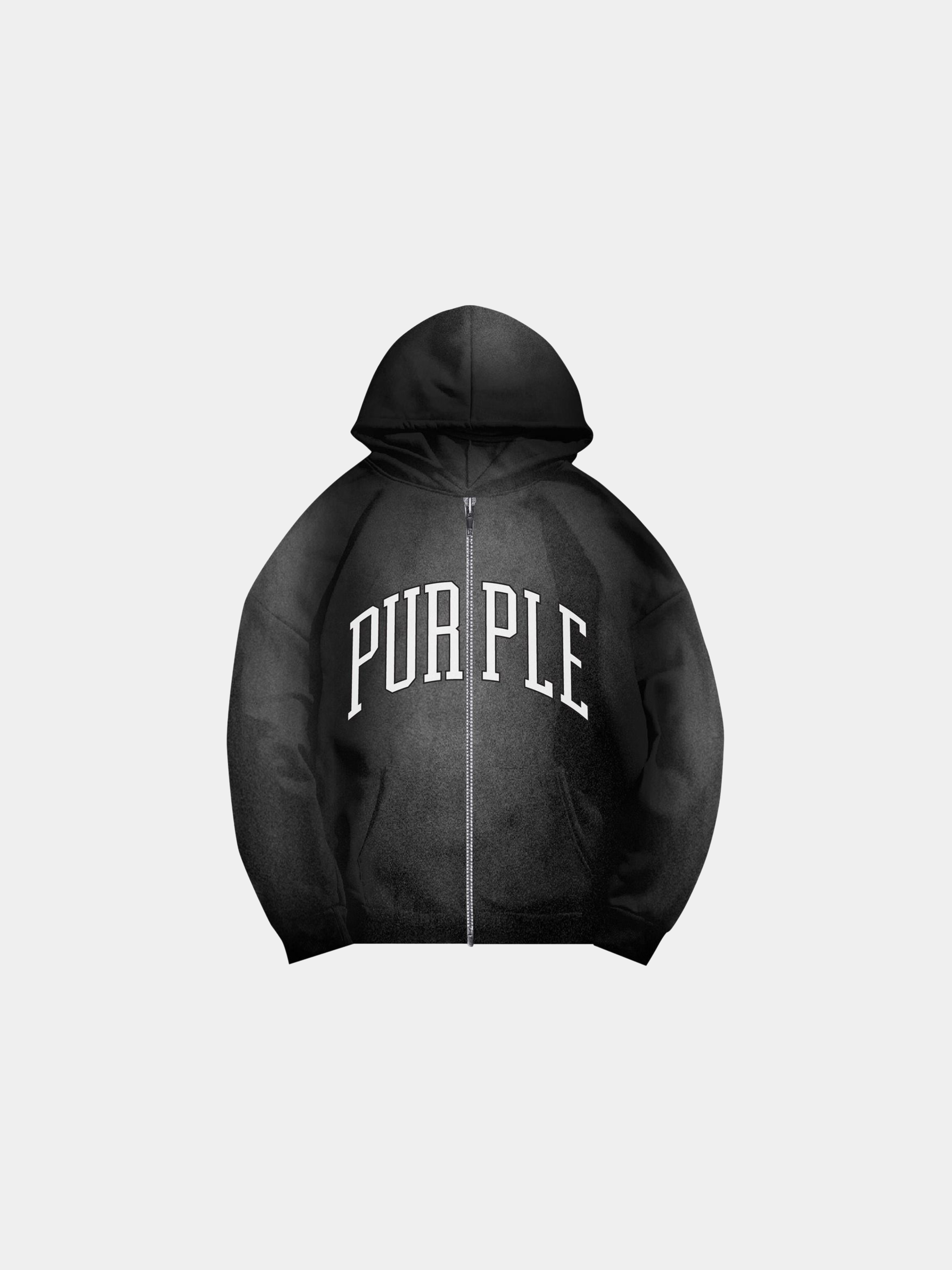 PURPLE BRAND Heavyweight Fleece Full Zip Hoodie 'Black'