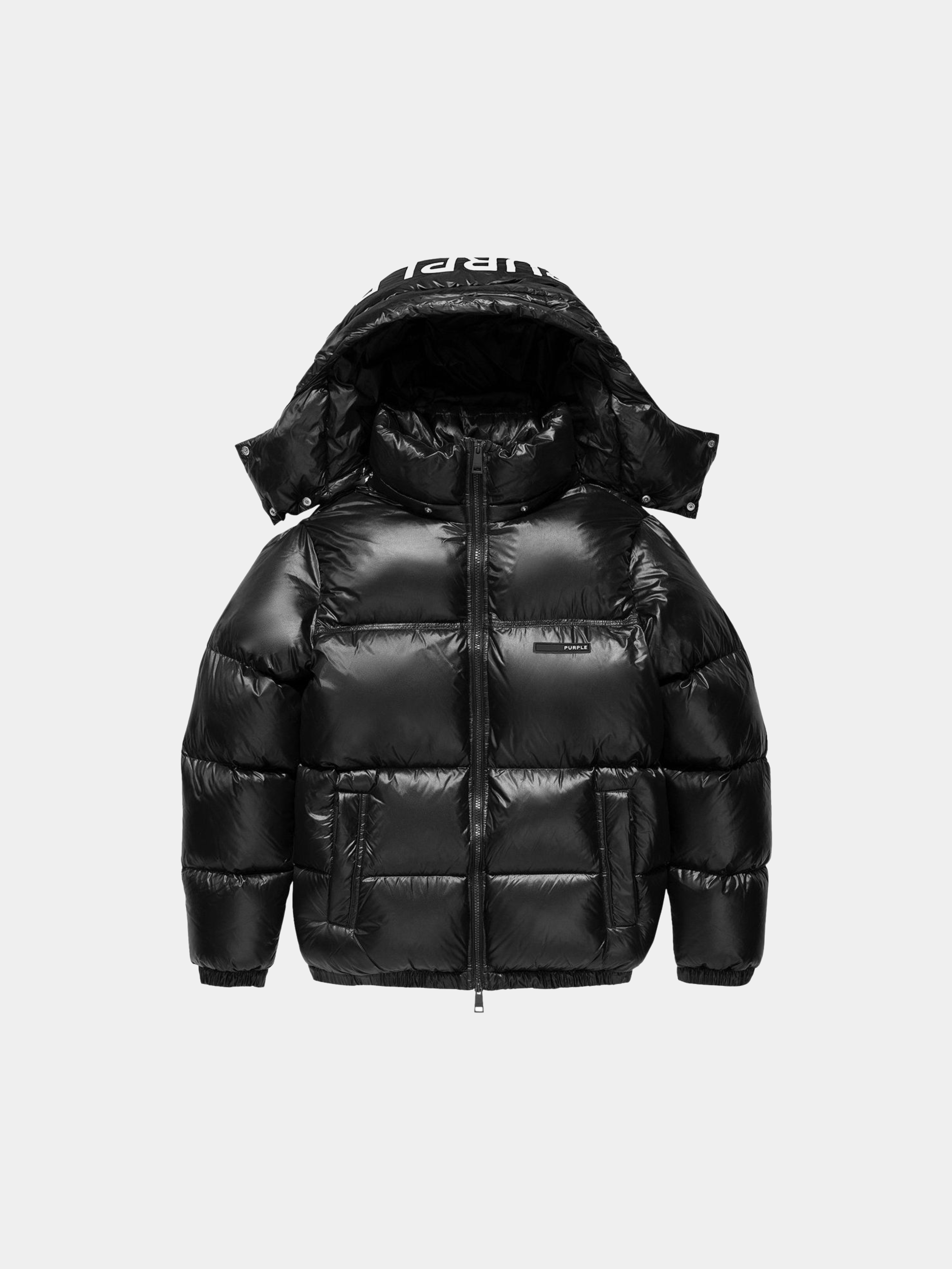 PURPLE BRAND Poly Snap Off Hood Puffer Jacket 'Black'