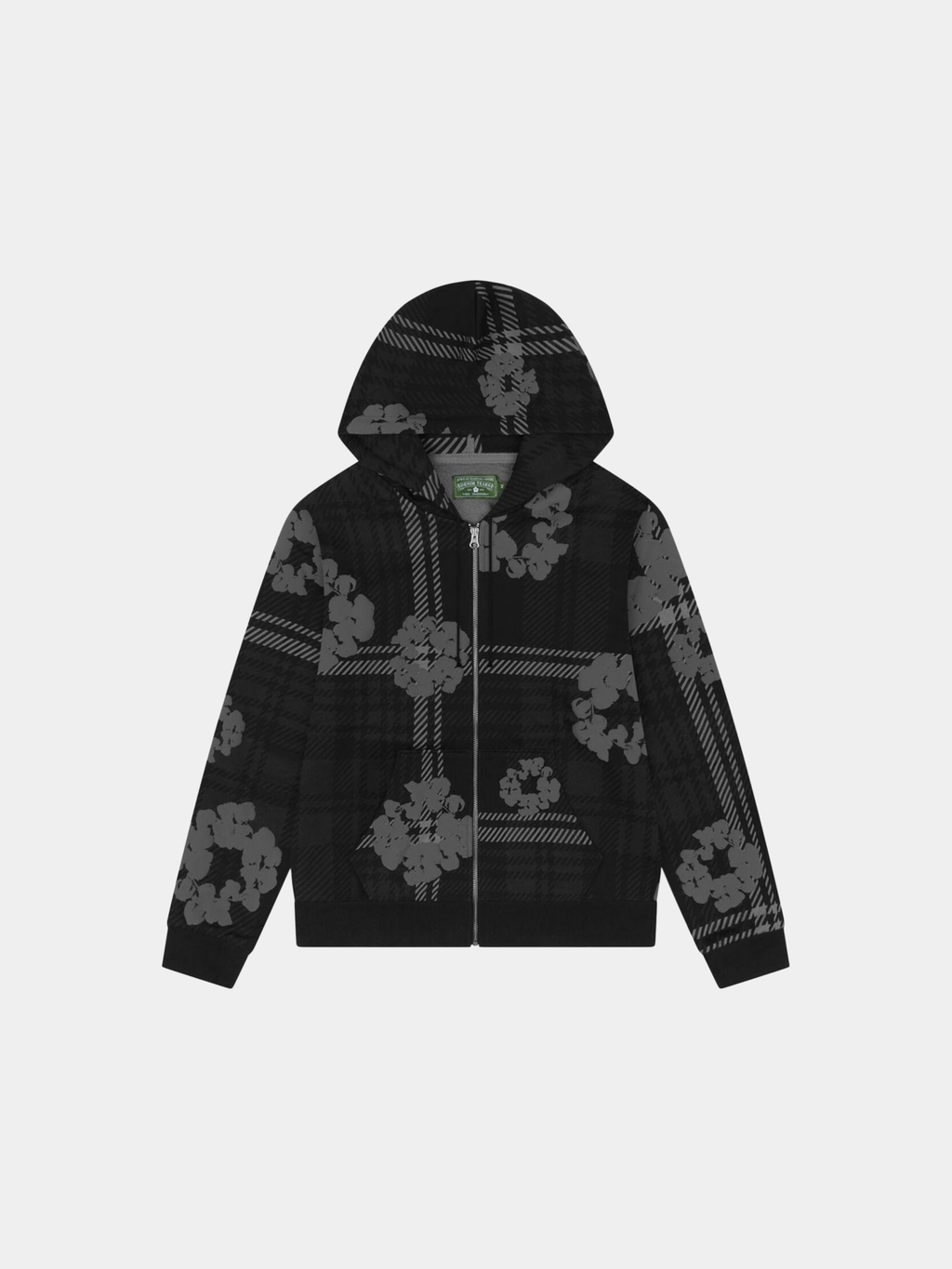 Denim Tears Plaid Cotton Wreath Zip Hoodie 'Black'