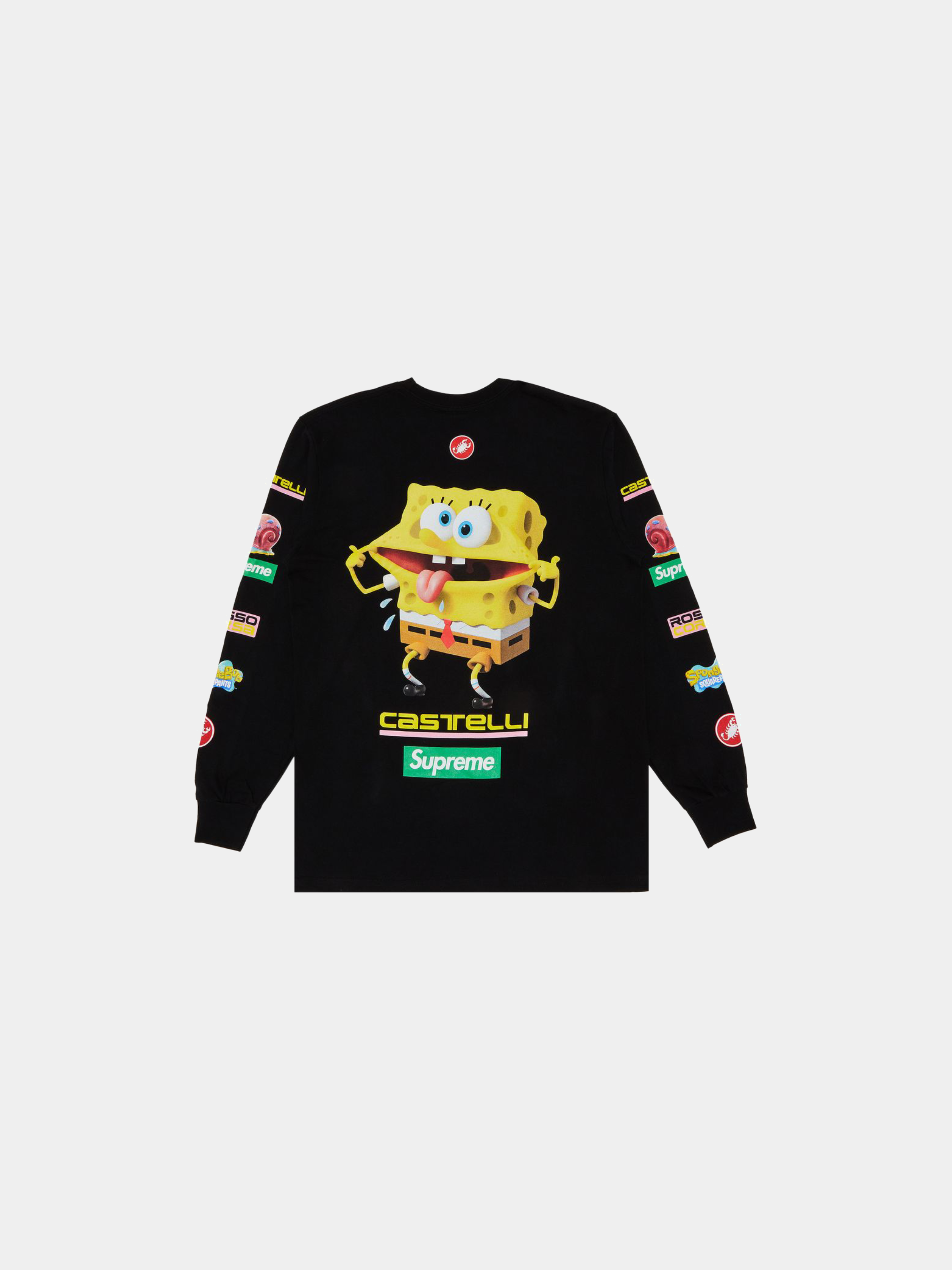 Supreme x Spongebob Squarepants x Castelli Racing Long-Sleeve Tee 'Black'