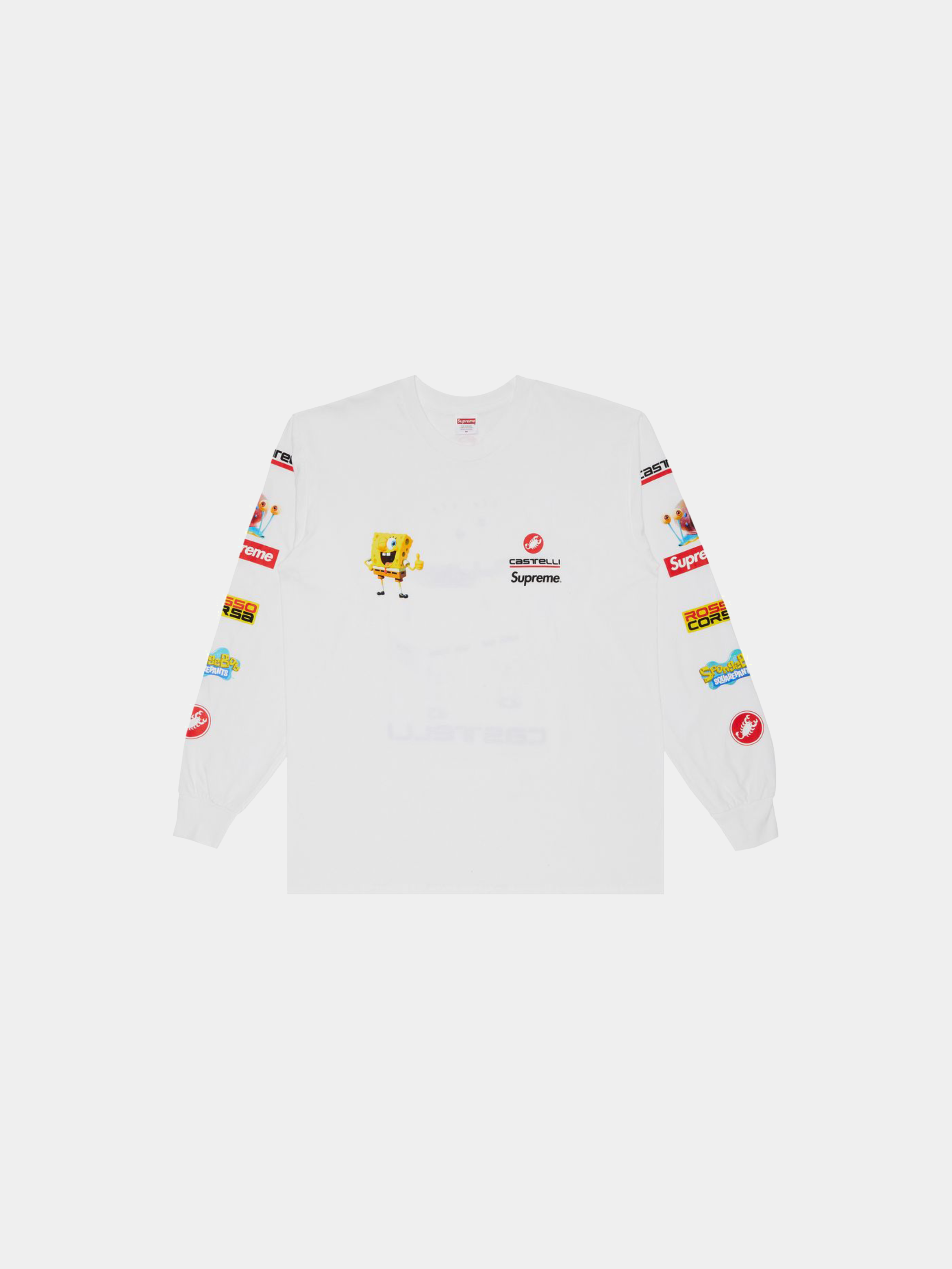Supreme x Spongebob Squarepants x Castelli Racing Long-Sleeve Tee 'White'