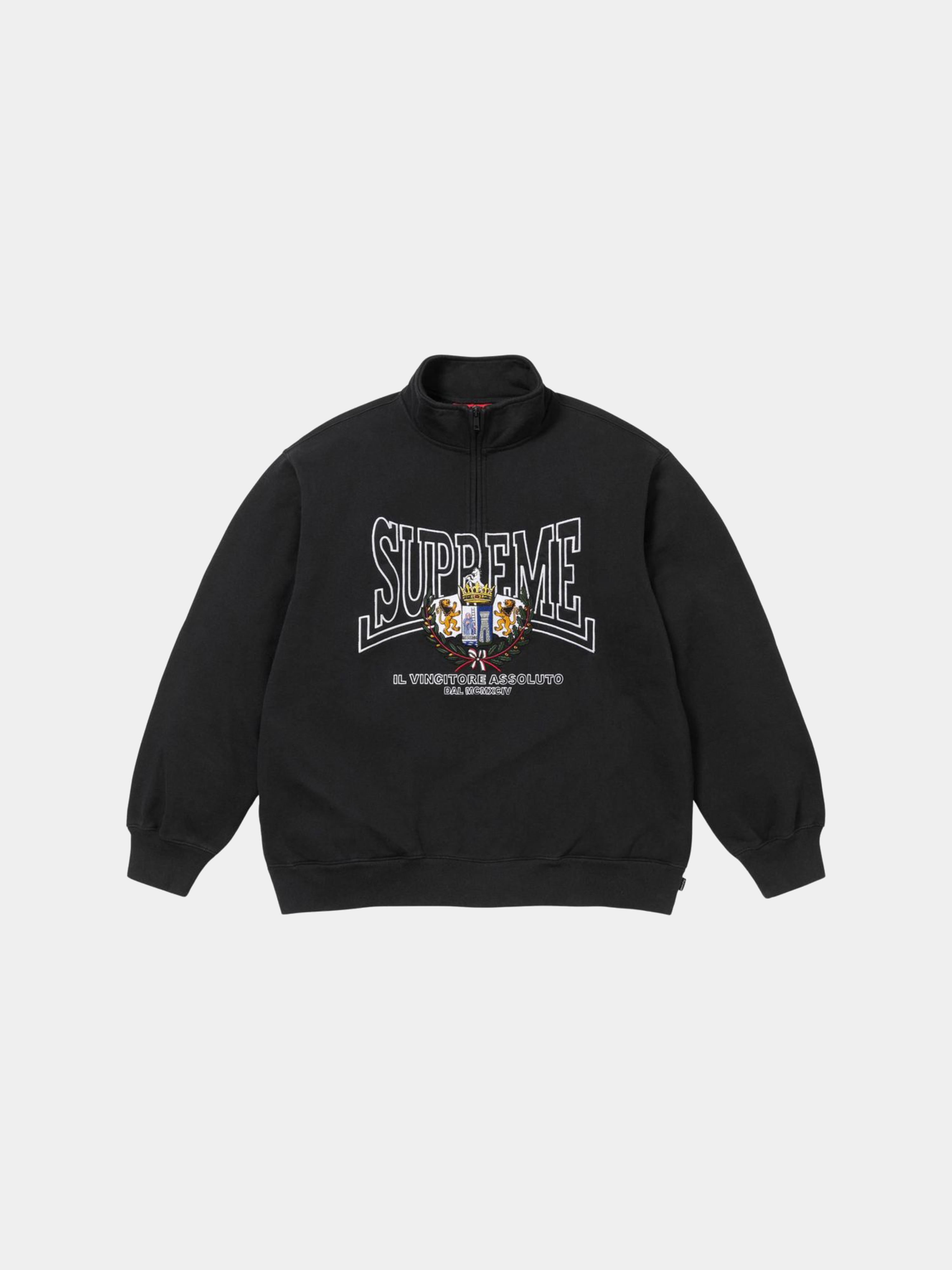 Supreme Crest Appliqué Half Zip Pullover 'Black'