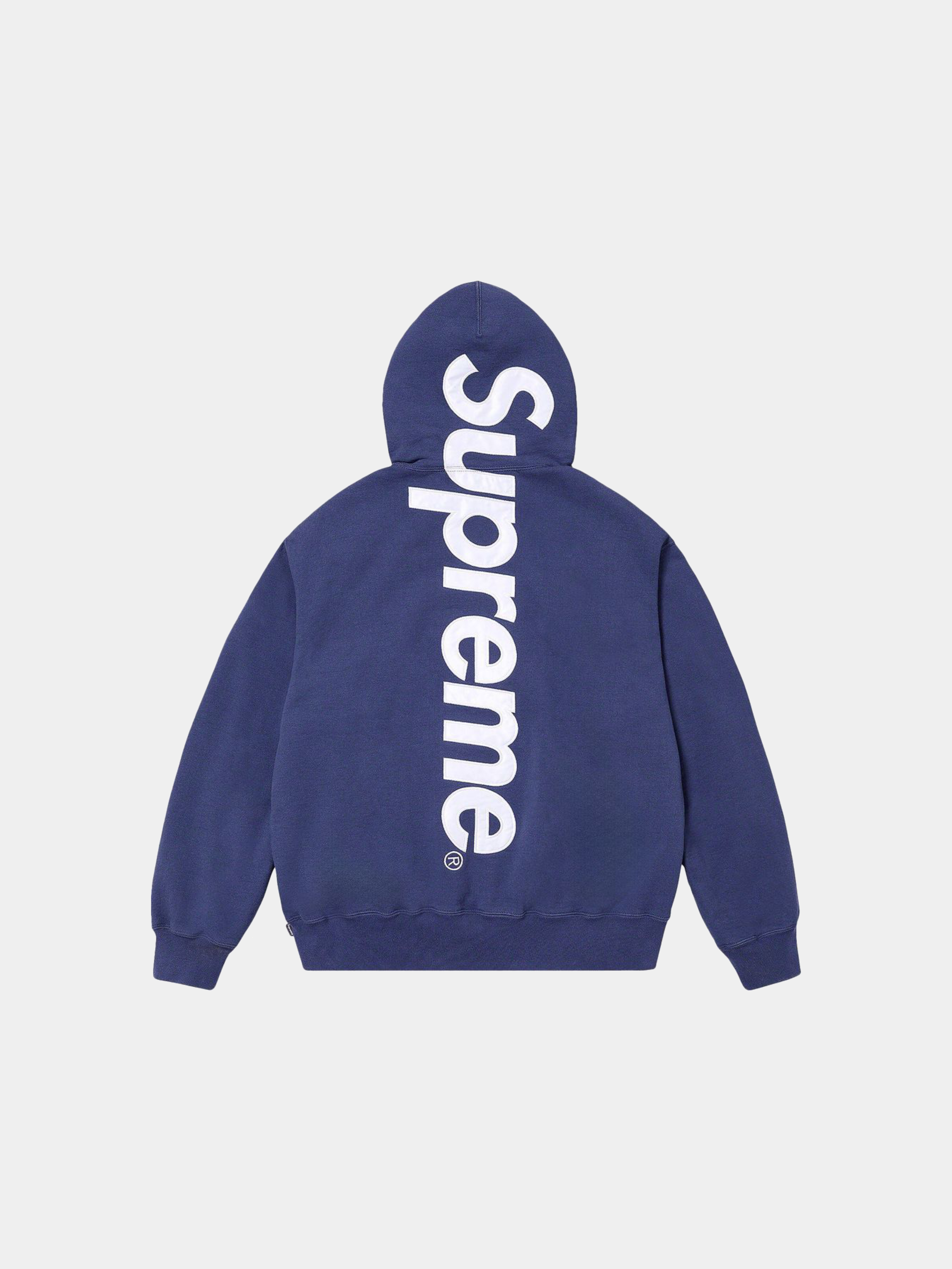 Supreme Satin Appliqué Hooded Sweatshirt 'Navy'