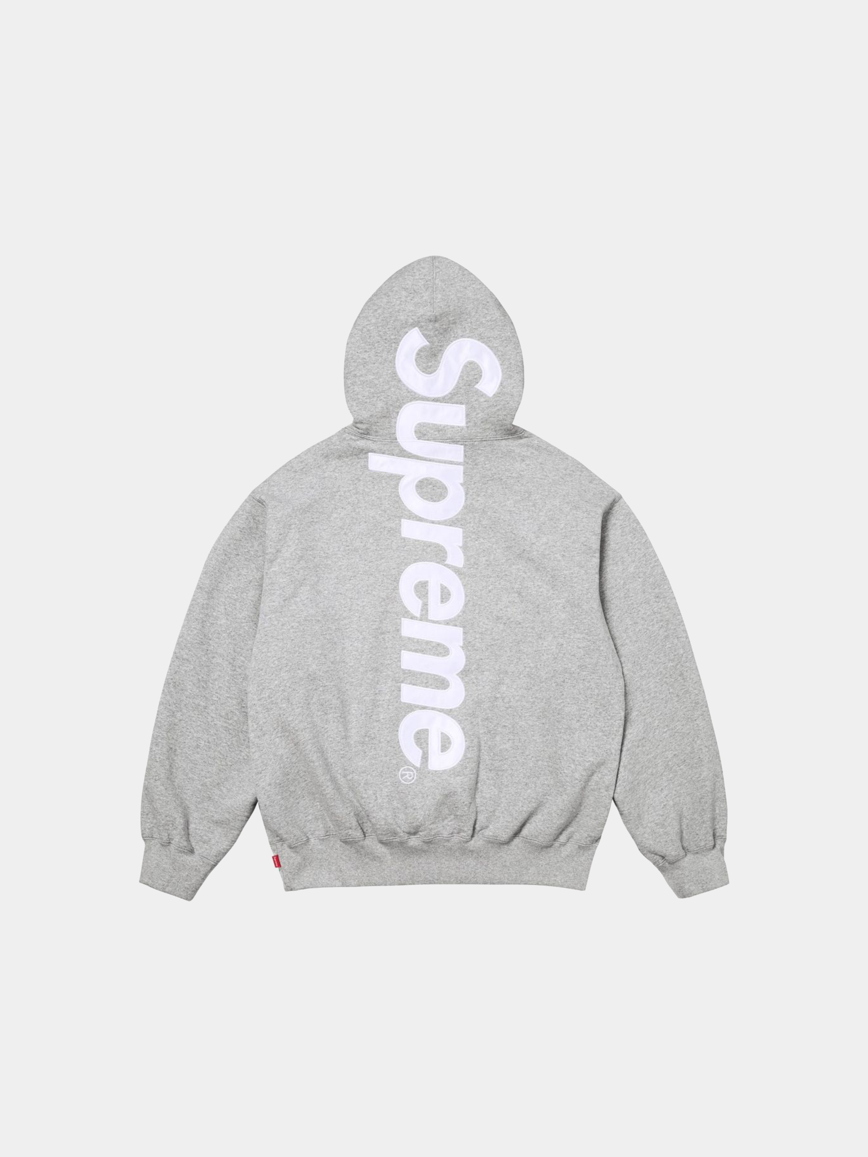 Supreme Satin Appliqué Hooded Sweatshirt 'Heather Grey'