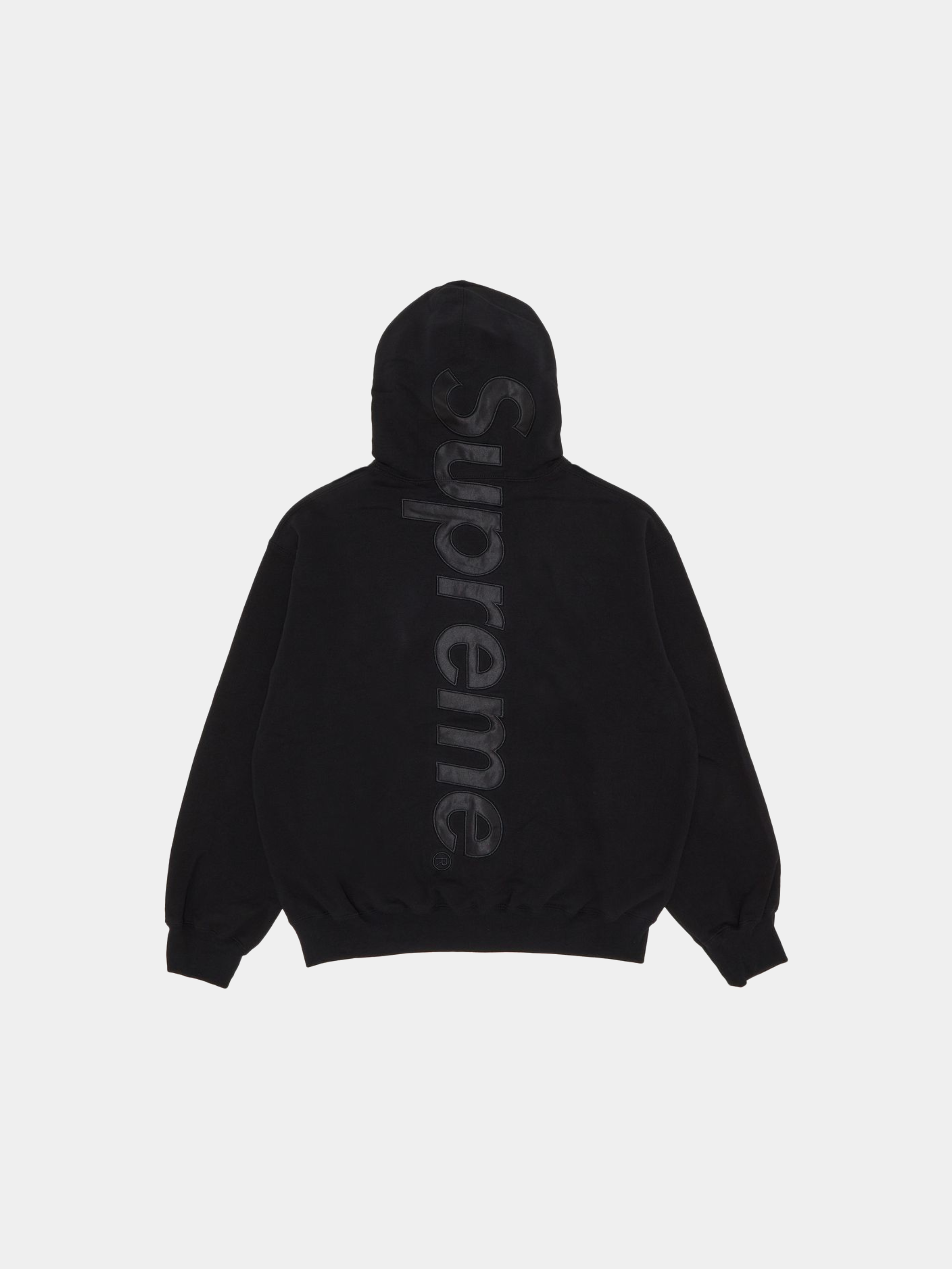 Supreme Satin Appliqué Hooded Sweatshirt 'Black'